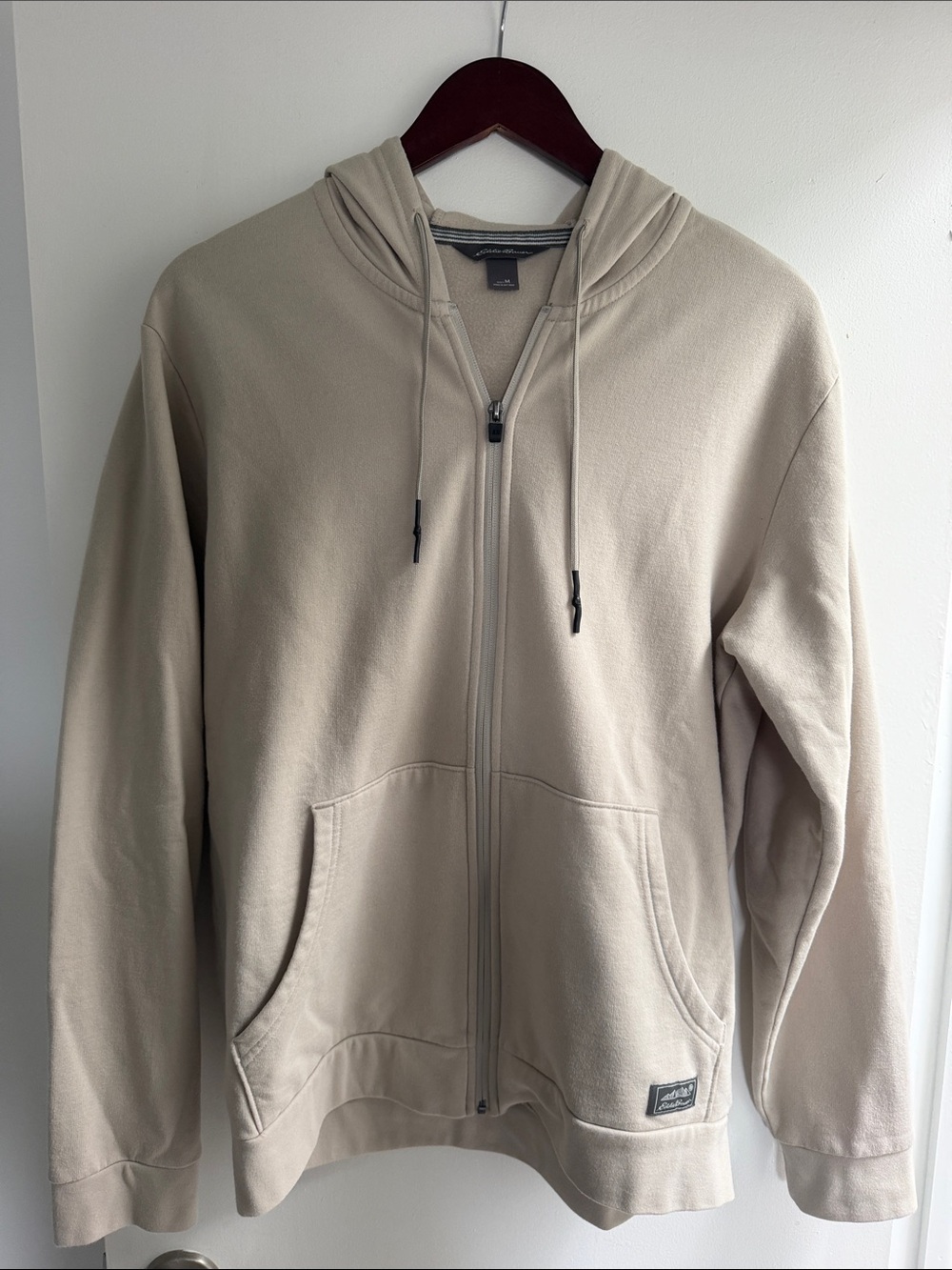 Men's Eddie Bauer Zip-Up Hoodie Sweater in Light Beige